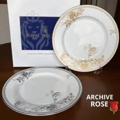 【新品】ロイヤルドルトン★アーカイブローズ★デザート皿　ペア