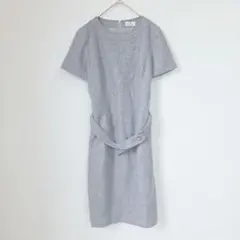 courrèges ワンピース 11号 M グレー 半袖 ウール100% 日本製