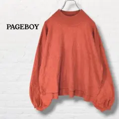 ページボーイ☆モックネック ボリューム袖ニット 【F】オレンジ