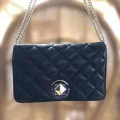 ケイトスペードニューヨーク　キルティングチェーンショルダーバッグ　2way 黒