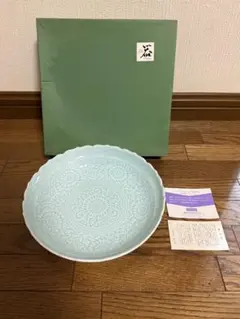 有田焼(華山窯) 青磁　大皿　龍美洋食器のサムネイル
