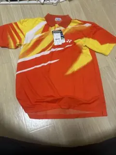 タグ付きYONEX バドミントンシャツ 12014 オレンジ/イエロー Oサイズ