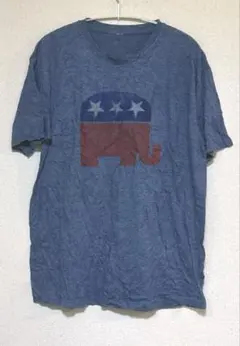 エレファント Tシャツ クルーネックゆったりサイズ XL 青 象柄 カットソーのサムネイル
