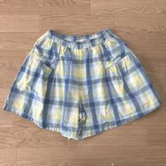 チェック柄　キュロット　ブルーイエロー　150 ニットプランナー
