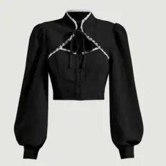 SHEIN クロップブラウス コーデュロイ カーディガン ボレロ