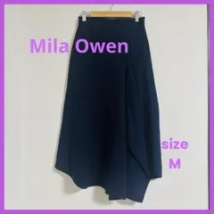 【Mila Owen】イージー ロングスカート ネイビー アシンメトリー 紺 M