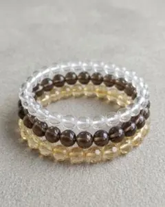 【3本セット】シトリン スモーキークォーツ 水晶 6mm 天然石ブレスレットのサムネイル