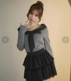 titty&Co. チェックカラーリボンニット