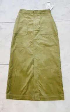 GLOBAL WORK オリーブグリーン ロングスカート コーデュロイ