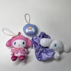マイメロディ、シナモロール、タキシードサムぬいぐるみ