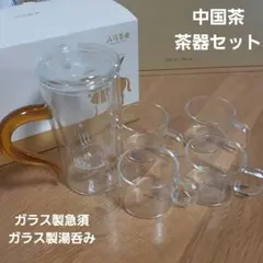 中国茶器セット ガラス製急須と茶杯4個