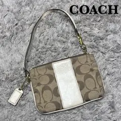 COACH コーチ シグネチャー キャンバス レザー ポーチ ハンドストラップ