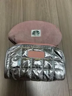 CLINIQUEとスターバックス ポーチ(シルバー、ピンク)(値下げしました)