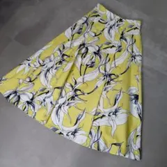 FENNEL 大花柄 フレアスカート 9号 ヤマダヤ　イエロー