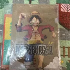 (美品) ルフィ MOS BURGER コラボクリアファイル 、ハンカチセット