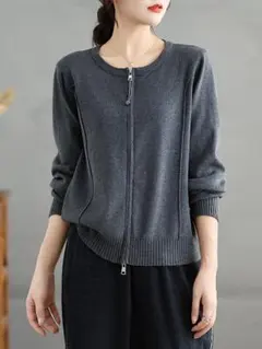 おしゃれ度高め シンプル 無地 ニットカーディガン 着痩せ アウター 長袖