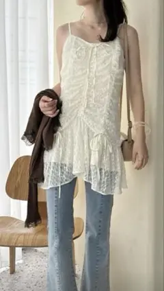 ナイスクラップ NICE CLAUP ドロストミニキャミワンピース