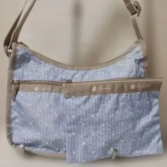 し*な様 2840　レスポートサック　ショルダーバッグ　刺繍　水色　ドット　極美