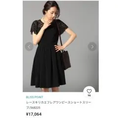 ブリスポイント レース切り替えフレアワンピースショートスリーブ ドレスのサムネイル