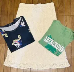 上下３点セット（スカート1点　Tシャツ2点）アバクロ　ZARA　レース
