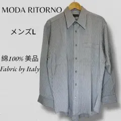MODA RITONO ♡綿100％ メンズ 【L】 ストライプ シャツ グレー