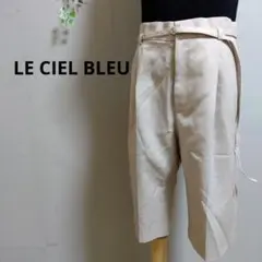 ルシェルブルー ベージュ ハーフパンツ ウエストベルト付き