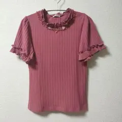 axes femme/アクシーズファム　半袖プルオーバー　パール　フリル