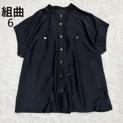 大きいサイズ　組曲　シアーボイルバンドカラー ブラウス　サイズ6 15号　美品