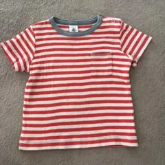 PETIT BATEAU 赤白 ストライプ Tシャツ 18m
