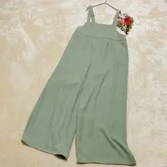 【GUジーユー】サロペット ワイドパンツ オールインワン オリーブグリーン XL