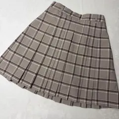 ベージュ チェック プリーツスカート キュロット