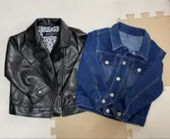 デニムジャケット→95サイズ、 革ジャケット→90サイズ