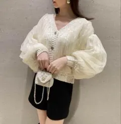 snidel チュールレイヤードカーディガン 定価23100円 アイボリー