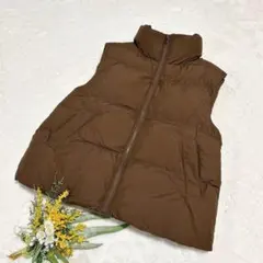 美品✨【ジーユー】ヒートパデッドオーバーサイズベスト ブラウン M ○