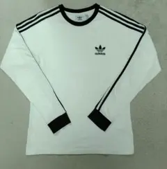 adidas ロングスリーブTシャツ M ホワイト　ストライプ