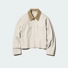 UNIQLO ジップアップ　ショートジャケットナチュラル M
