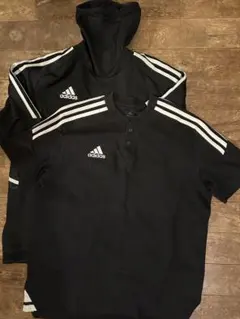 adidas サッカー 2点セット(裏起毛ジャージ+ポロシャツ)