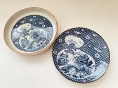♦明治時代 古伊万里 染付波千鳥 青海波文 中皿 コレクション骨董品アンティーク 骨董 染付 豆皿 波千鳥 アンティーク 古伊万里 - メルカリ