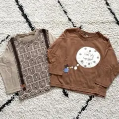 くまプリントロングTシャツ　2枚セット　90cm
