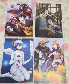 「銀魂」イラストカード4枚セット 外道丸泥水次郎長、椿平子など