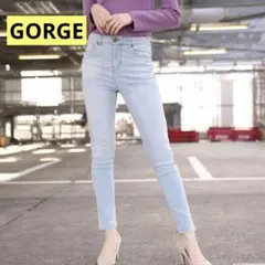 GORGE 美脚見え×ストレッチ スキニーデニム サックスブルー Sのサムネイル