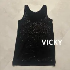 《美品》VICKY スパンコール ブラック タンクトップ インポートブランドのサムネイル
