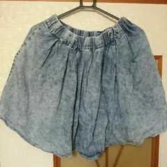 膝丈デニムフレアスカート