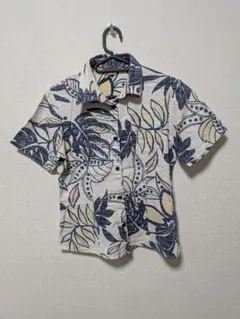 美品PAIKAJI パイカジ アロハシャツLかりゆし 日本製 沖縄 ブルー花 