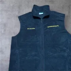 コロンビアフリースベストLカレッジロゴ刺繍ロゴOREGON DUCKSブラック