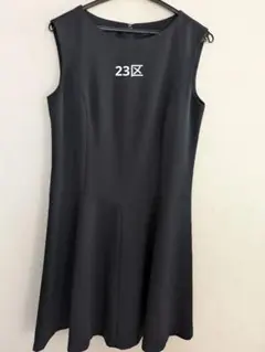 23区ノースリーブ フレアワンピース紺色