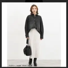 コーデュロイ イージーナロースカート アイボリー　Lサイズ