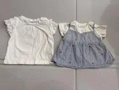 ベビー　Tシャツ　半袖　70 いちご　白　無地　ストライプ