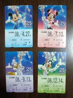 [使用済みフリー切符] 東京ディズニーリゾート25th フリー切符 ×4枚のサムネイル