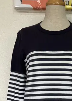 コムデギャルソンコムデギャルソン ネイビーホワイトコンビネーション長袖Tシャツ